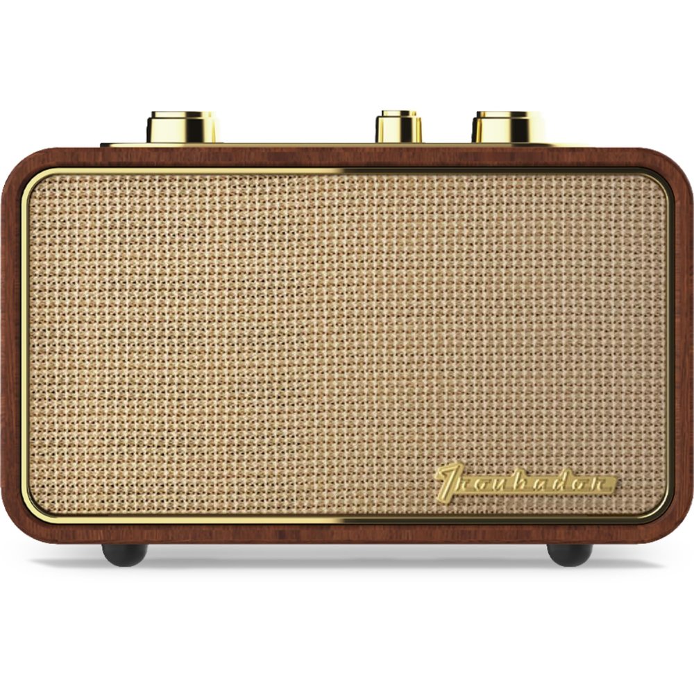 TRENBADER Retro Wood Bluetooth Radio with Built-in Speakers, Wireless Portable Speakers with Subwoofer-Elegant & Vintage Design, Rotary AM/FM Tuning Dial, Wireless Streaming (Retro Dark Wood)