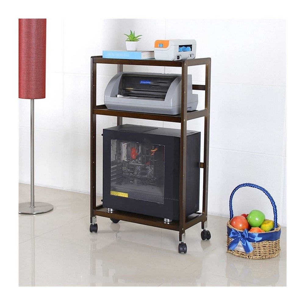 Computer Stand Pc Stand PC Tower Stand with Wheels, 3-Tier Movable Printer Stand with Storage, Rolling PC Case Floor Stand with Open Shelves Computer Tower Stand Printer Stand(B,59*26*86cm)