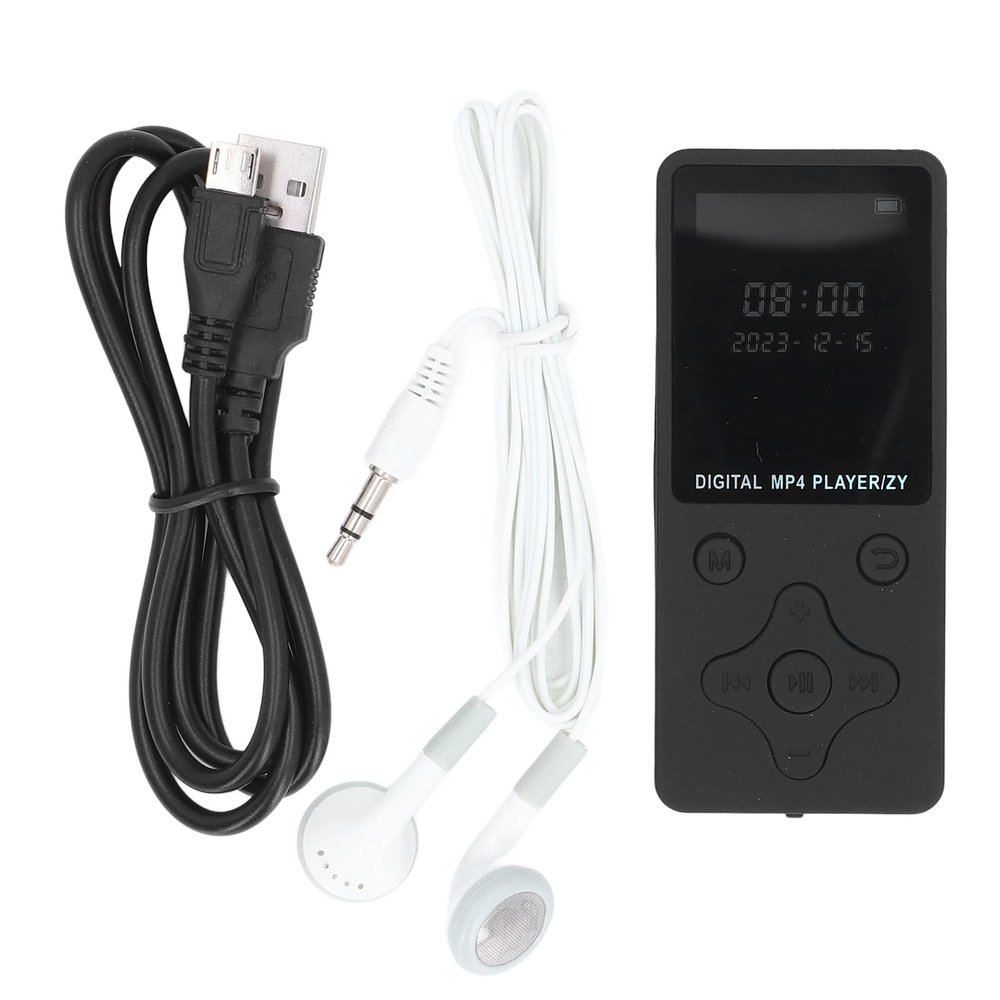 64GB MP3 MP4 Player, HiFi Lossless Sound BT Music Player with Earphones, 1.8 Inch LCD Screen MP3 Music Player, Recording, FM Radio, Video, E Book, Pedometer (Black)