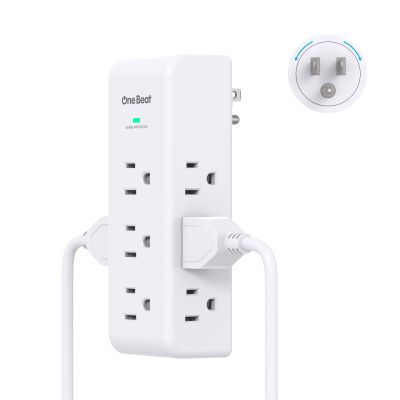 Surge Protector Outlet Extender with Rotating Plug, 9 AC Multi Plug Wall Outlet Expander, 1800J Wall Charger, 3-Sided Power Strip Electrical Plug Adapter Outlet Splitter for Home Office College Dorm