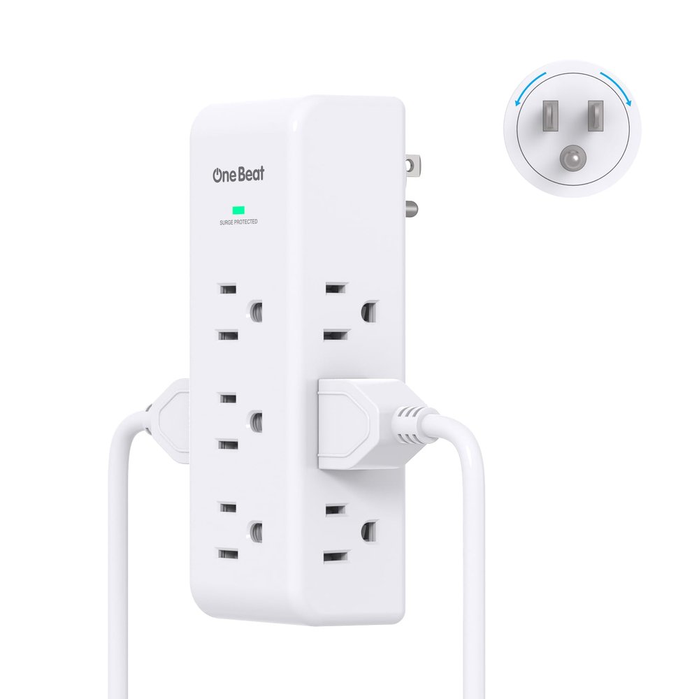 Surge Protector Outlet Extender with Rotating Plug, 9 AC Multi Plug Wall Outlet Expander, 1800J Wall Charger, 3-Sided Power Strip Electrical Plug Adapter Outlet Splitter for Home Office College Dorm
