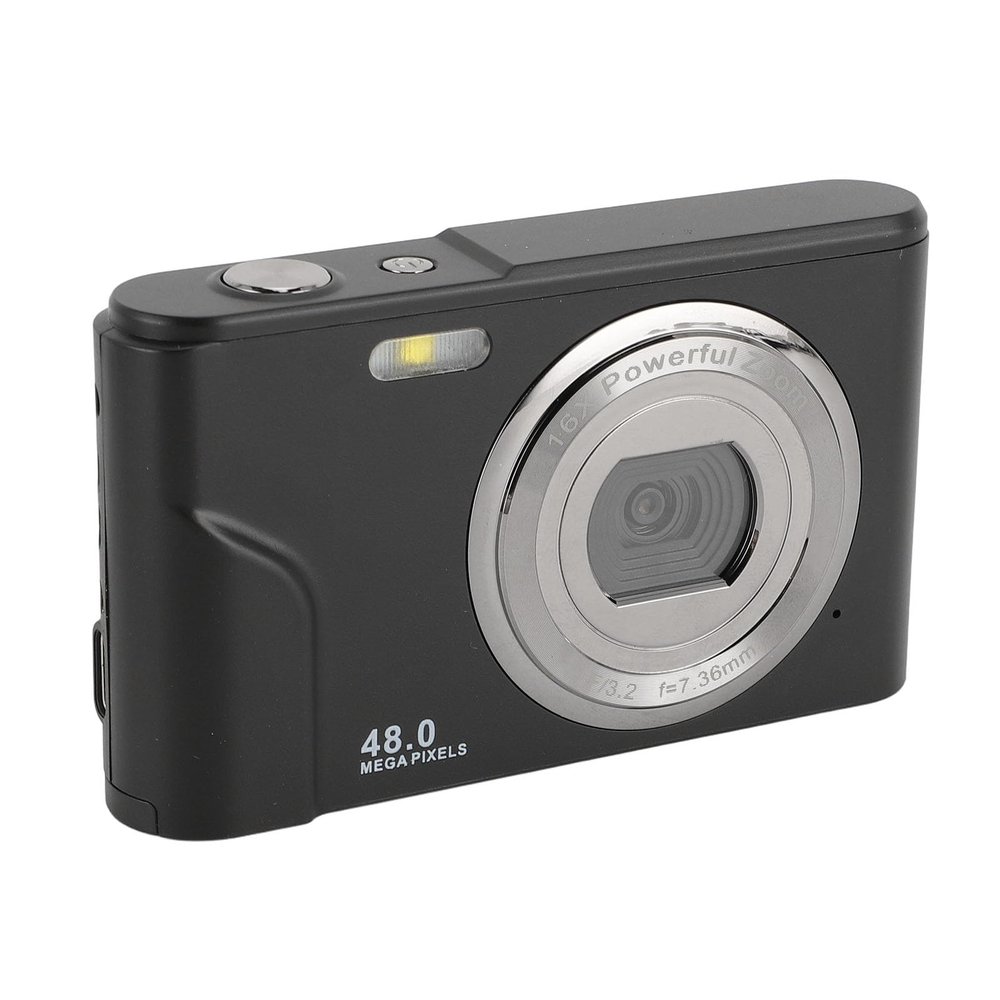 1080P Digital Camera for Kids Adults, 48MP Vlogging Camera with 16X Digital Zoom, Compact Point and Shoot Camera Anti Shake (Black)