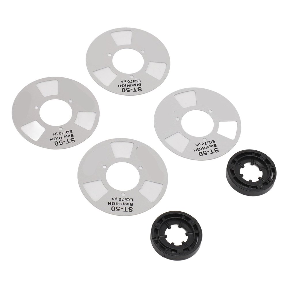DIY Reel to Reel Cassette Retro Blank Metal Reel Cassette Tape with 4 Reels 2 Wheel for Music Recording for Speaker (Silver)