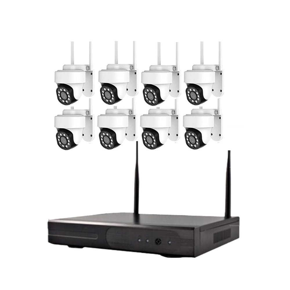 ELLOIN 8 Channels Wireless WiFi Home Surveillance Camera Kit with Two Way Audio, 3MP Weatherproof Security PTZ Camera System with Smart Color Night Vision, Motion Detection