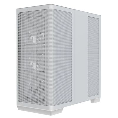 APNX C1-R Mid-Tower ATX High Airflow PC Case, 4x120mm White Fans, 11 Fan Slots, 360mm Radiator Support, ASUS/MSI Back-Connect Motherboard Support, Tempered Glass Panel, Cable Management, Type-C, White