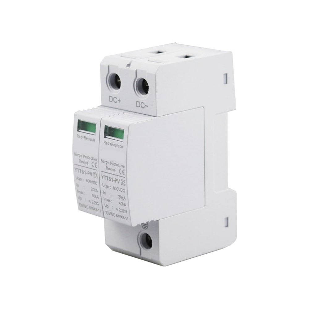 YTTS1-PV 2P Solar PV Low Voltage Din Rail DC 600V 1000V 20KA-40KA Surge Arrester Protector SPD 1Pcs(2P 20-40KA 600V)