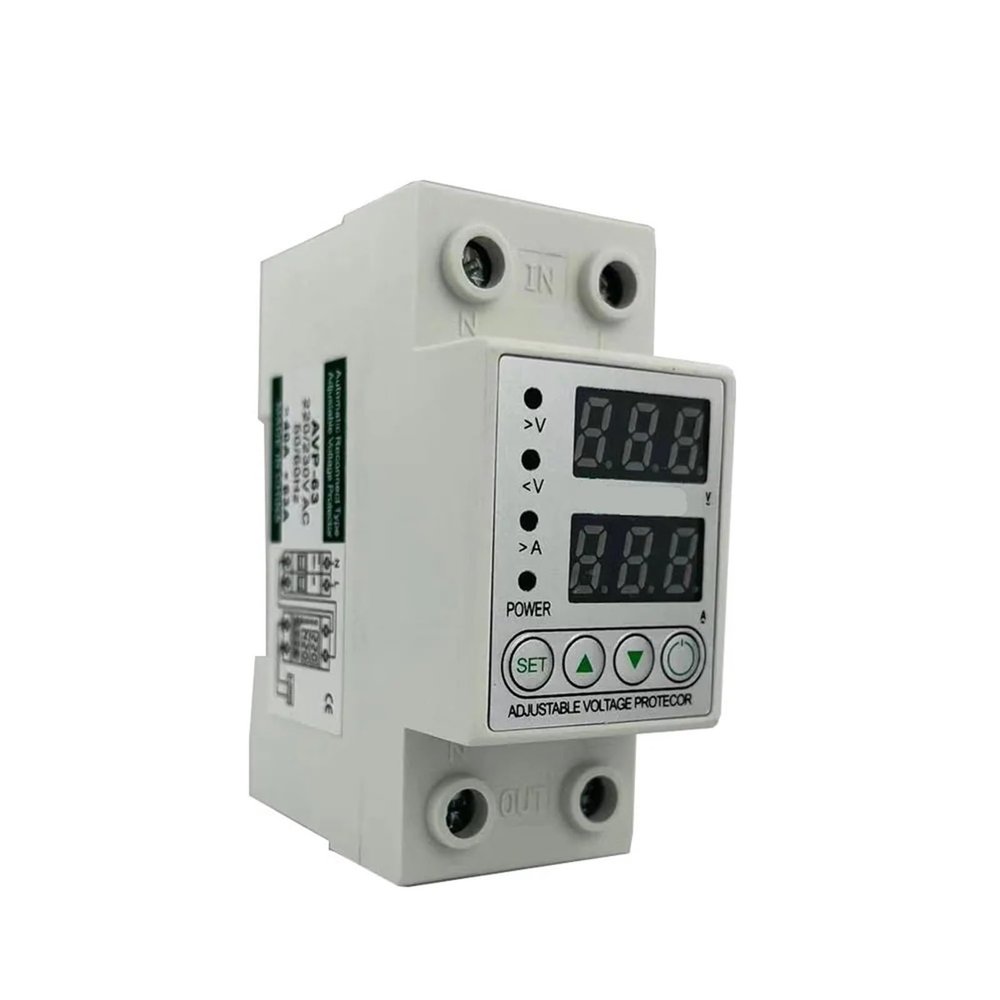AVP-63 40A 63A 230V Single Phase Digital Current Din Rail Adjustable Over and Under Voltage Protector 1Pcs(40A)