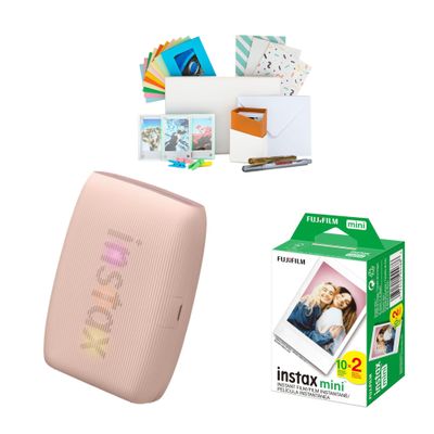 Fujifilm Instax Mini Link 3 Compact Smartphone Printer Bundle (Rose Pink)