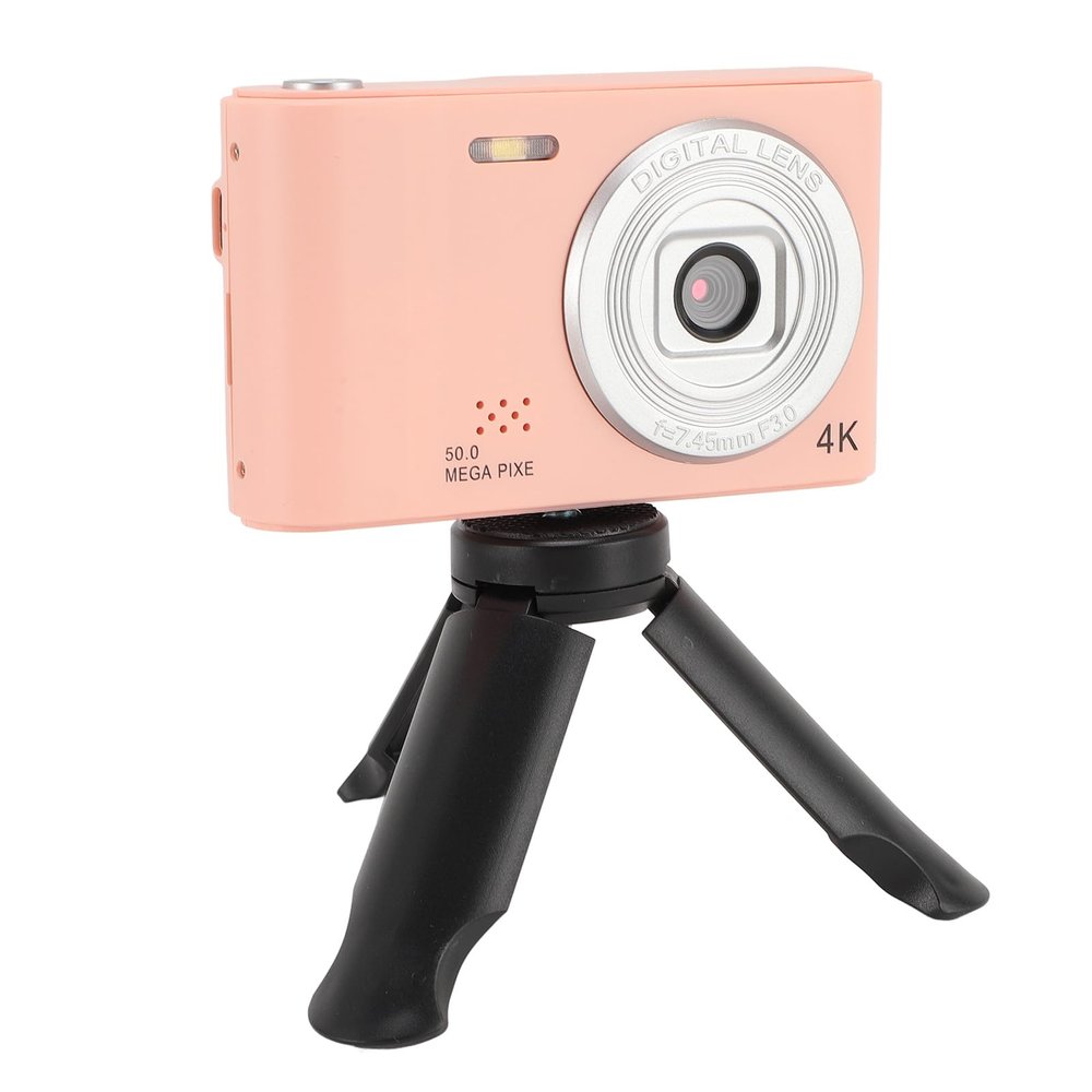 Digital Camera FHD 50MP Vlogging Camera with Autofocus Dual Camera 16X Digital Zoom, Portable Compact Travel Camera with 2.4in Screen (Pink)