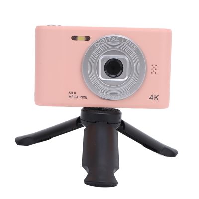 GOWENIC Digital Camera, 50MP HD Vlogging Camera CCD Digital Camera with Dual Lens, 2.4 TFT Screen, Anti Shaking Point and Shoot Camera Video Camera for Teens Students (Pink)