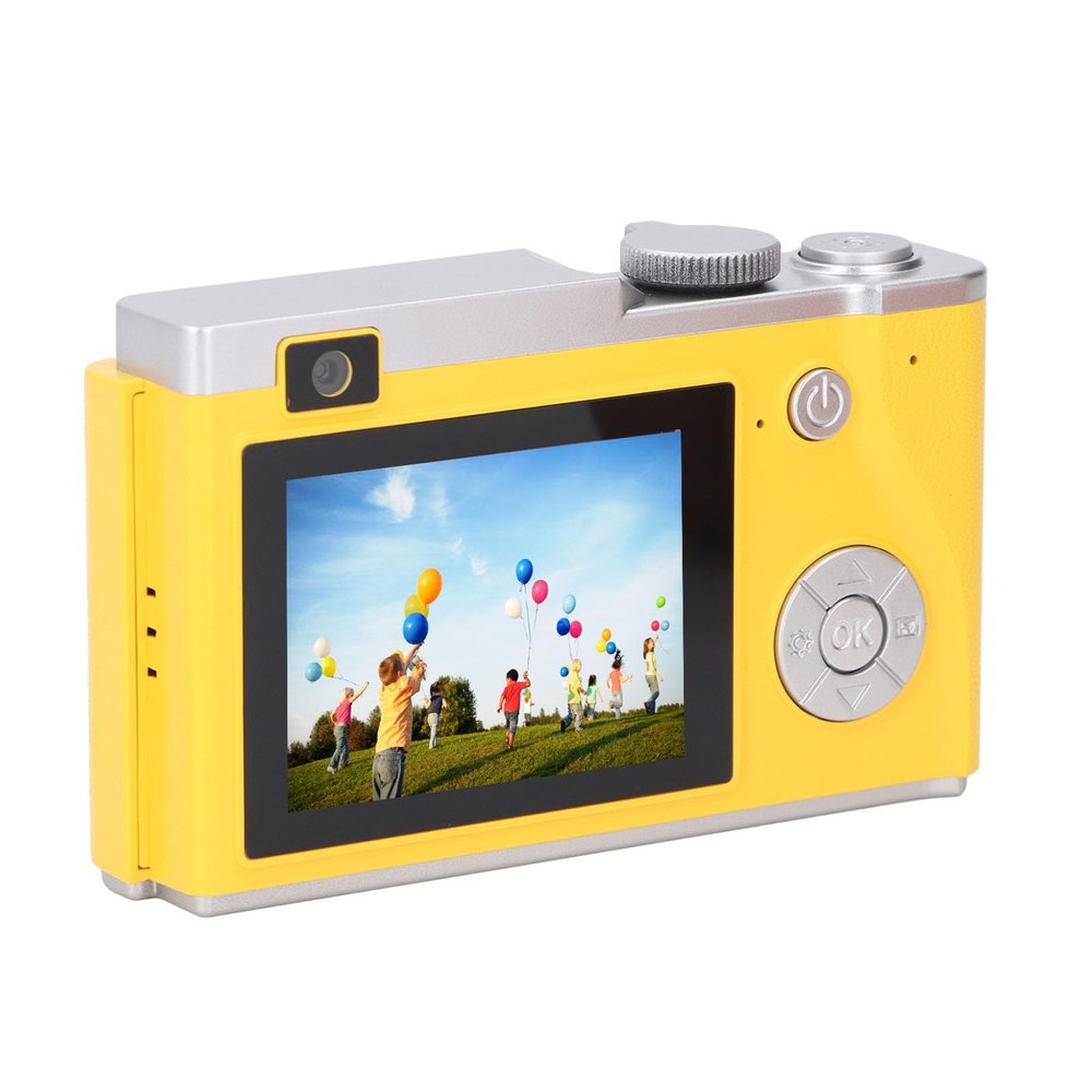ASHATA 1080P Digital Camera for Photography, 48MP Vlogging Camera 16X Digital Zoom CCD Camera, Autofocus, Video Compact Point Shoot Camera, 2.4 inch Display, Vlog Selfie Camera (Yellow)