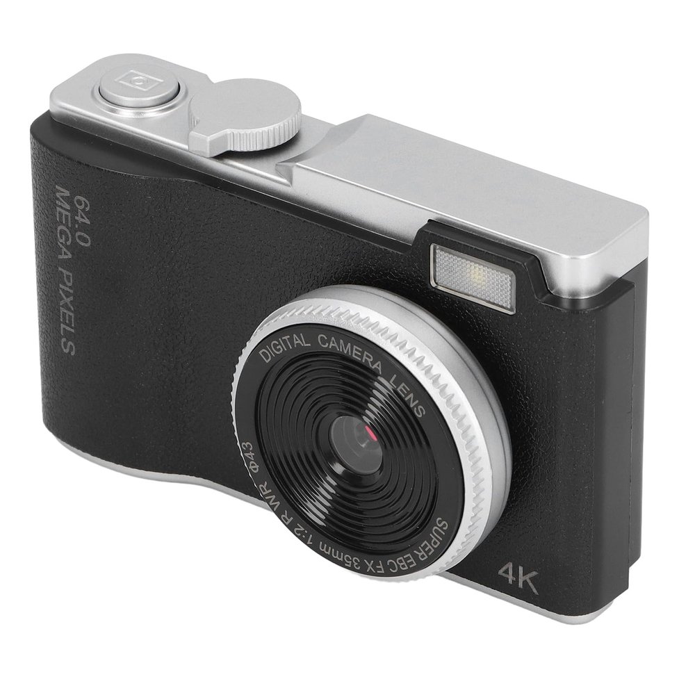 Digital Camera 48MP, 1080P Vlogging Camera Dual Camera, 2.4 Inch Screen 16X Digital Zoom Retro Camera, Anti Shake Vlog Selfie Camera for Travel (Black)