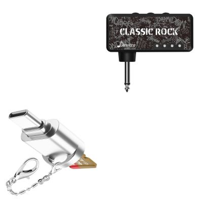 BoxWave Adapter Compatible with Donner Guitar Headphone Amp Classic Rock - Micro SD Card miniReader, USB Type-C OTG Reader USB3.0 Adapter Keychain - Metallic Silver