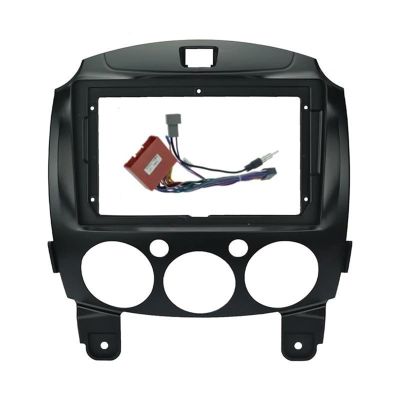 JNOEEDWN 9 Inch Car Frame Fascia Adapter Compatible with Mazda 2 Demio 2007-2014 Android Radio Dash Fitting Panel Kit(Frame Cable)