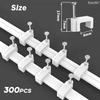 300 Pcs 8mm Cable Clips Nail in Cable Clips Flat Ethernet Cable Wall Clips Cable Tacks Coax Cable Clip Speaker Wire Clips Cable Nails for Cords Cat5/Cat5e/Cat6/Cat7 RJ45 Cord Clips view 2