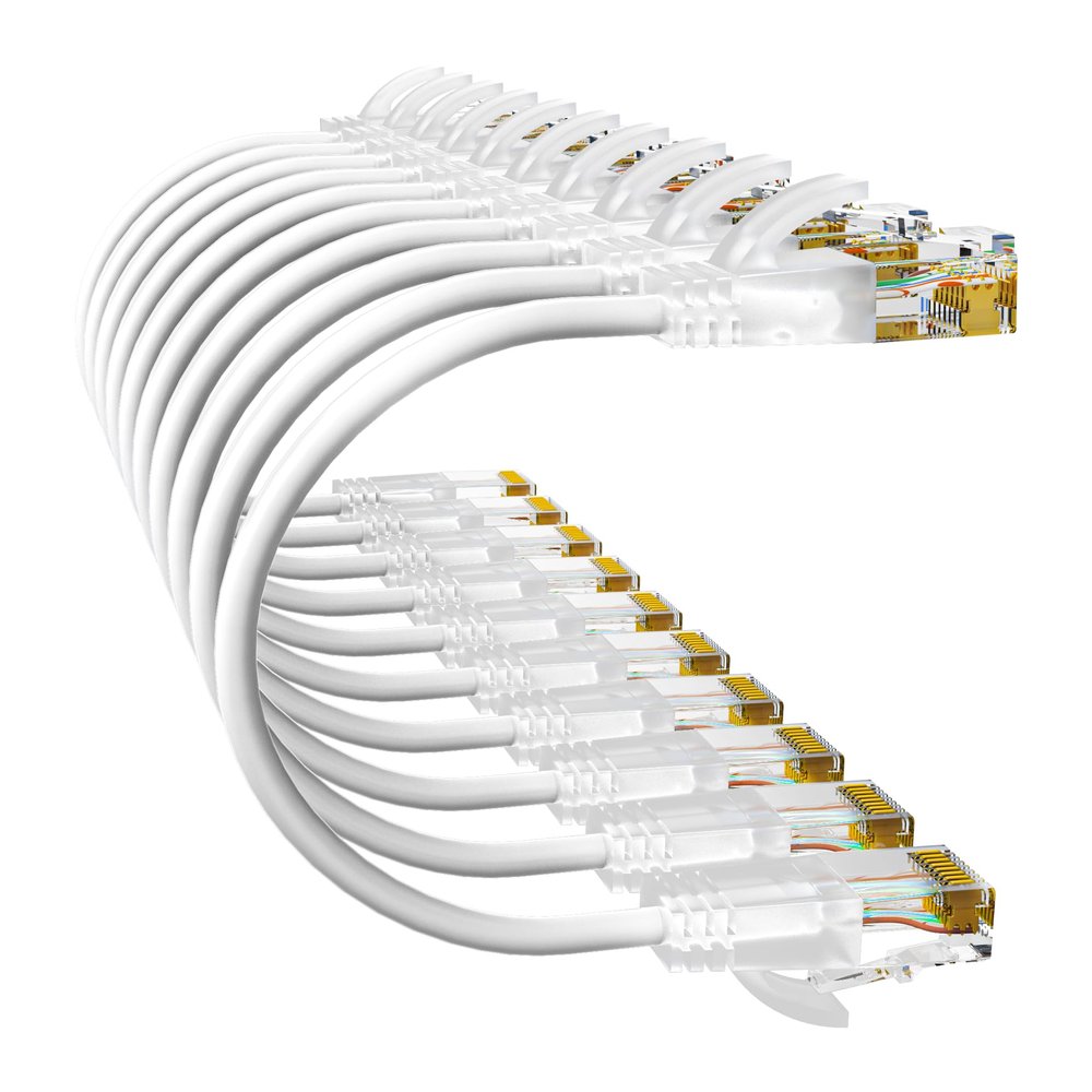 10Gsupxsel Cat6a Patch Cables 0.5ft (10 Pack) Slim, Cat6 Ethernet Patch Cable Pure Copper, Flexible Cat 6 Patch Cable 550MHZ 10G, Space-Saving Cat 6A Network Cables for Patch Panel, White