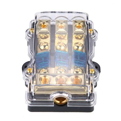 3 Distribution Blocks Car Audio 24V 60A Car Stereo Audio Circuit Blade Holder Box Block 1 in 3 Out