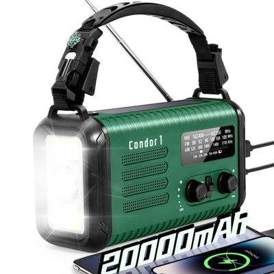 Emergency Crank Radio, 20000mAh Solar Hand Crank Weather Radio NOAA/AM/FM