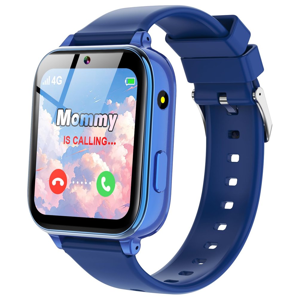 4G Smart Watch for Kids  Kids Phone Watch with Calling SOS Texting WIFI Music Games Pedometer Camera Alarm Stopwatch Video Calculator (Not Support GPS), Smart Watch for Boys Girls Ages 4-12 (Blue)
