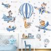 decalmile Blue Hot Air Balloon Animals Wall Decals Airplane Animals Giraffe Lion Fox Wall Stickers Baby Nursery Kids Bedroom Living Room Wall Decor view 2