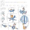 decalmile Blue Hot Air Balloon Animals Wall Decals Airplane Animals Giraffe Lion Fox Wall Stickers Baby Nursery Kids Bedroom Living Room Wall Decor view 4