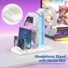 KDD Headset Stand with Charging Station - Detachable Controller Holder with 9 Light Modes - Rotatable Headphone Hanger with USB A&C Charger Ports - Earphone Hook for PC Gaming Accessories Storage view 2