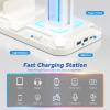 KDD Headset Stand with Charging Station - Detachable Controller Holder with 9 Light Modes - Rotatable Headphone Hanger with USB A&C Charger Ports - Earphone Hook for PC Gaming Accessories Storage view 3