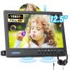 Arafuna 12.5" Car DVD Player with Headphone, Portable DVD Player with Headrest Mount, Suction-Type Disc in, Headrest DVD Player Support 1080P Video, HDMI Input, AV in/Out, USB/SD Card Reader view 1