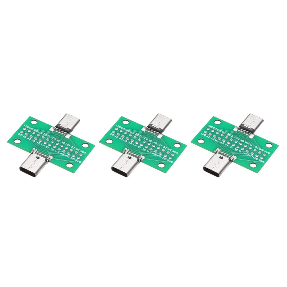 MECCANIXITY 3Pcs Type-C Male to Female USB 3.1 Tester Green PCB Board Adapter, Double Sided DIP with 2.54mm 26Pin Connector Socket for Data Wire Wire Transfer