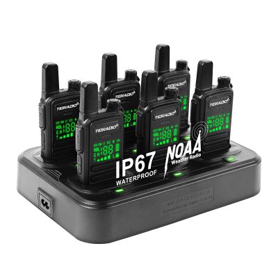 TIDRADIO TD-M11 Waterproof Walkie Talkies for Adults,Wireless Programming,Emergency NOAA Weather Radio,Frequency Copy,Long Range Two Way Radios with 6 Way Gang Charger,for School Church Business-6Pack
