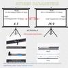 4:3/16:9 Portable Projector Screen Tripod Stand, Lightweight Carry Projector Screen for Office Presentation, Projector Screen for Classroom Education(16:9-White Fiberglass,60in) view 2