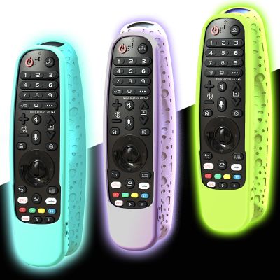 3Pack Case for LG Magic Remote MR23GN 2021-2024, Cover for LG Remote MR22GA MR22GN MR23GA MR24GN Silicone Skin Sleeve Glow in The Dark Green Blue and Purple