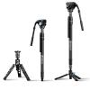 SIRUI SVM-145 Carbon Fiber Camera Monopod with Feet, 60.7" Professional Lightweight Travel Monopod with Fluid Video Head for DSLR Camera, One-Step Height Adjustment, Modular, Max Load 22lbs view 1