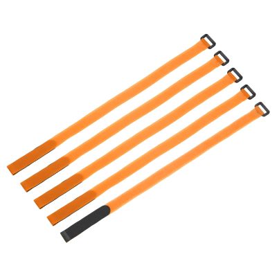 MECCANIXITY 5Pcs Reusable Battery Tie Down Straps,0.8x20" Orange Nylon Multipurpose Battery Hold Down Adjustable Cinch Strap Hook Loop Fastening Tie for Quadcopters FPV RC Drone Boat Car