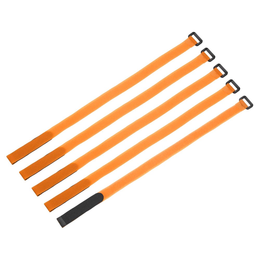 MECCANIXITY 5Pcs Reusable Battery Tie Down Straps,0.8x20" Orange Nylon Multipurpose Battery Hold Down Adjustable Cinch Strap Hook Loop Fastening Tie for Quadcopters FPV RC Drone Boat Car