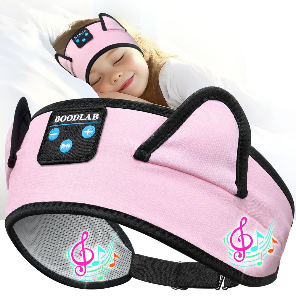 Boodlab Kids Headphones, Headband for Children Baby & Toddlers, Bluetooth Toddler Headphones Wireless and Wired Playback 3.5 MM Jack for School, Stretchy & Comfy Travel Accessories