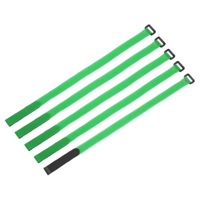 MECCANIXITY 5Pcs Reusable Battery Tie Down Straps,0.8x20" Green Nylon Multipurpose Battery Hold Down Adjustable Cinch Strap Hook Loop Fastening Tie for Quadcopters FPV RC Drone Boat Car