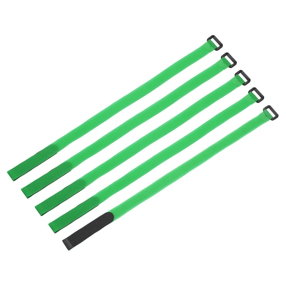 MECCANIXITY 5Pcs Reusable Battery Tie Down Straps,0.8x20" Green Nylon Multipurpose Battery Hold Down Adjustable Cinch Strap Hook Loop Fastening Tie for Quadcopters FPV RC Drone Boat Car