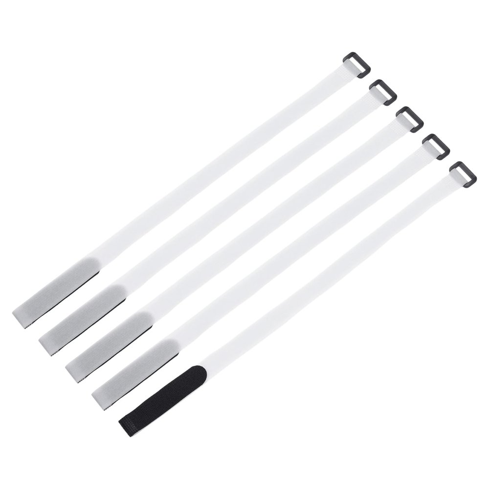 MECCANIXITY 5Pcs Reusable Battery Tie Down Straps,0.8x20" White Nylon Multipurpose Battery Hold Down Adjustable Cinch Strap Hook Loop Fastening Tie for Quadcopters FPV RC Drone Boat Car