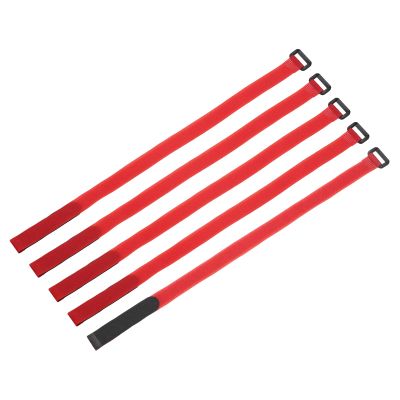MECCANIXITY 5Pcs Reusable Battery Tie Down Straps,0.8x20" Red Nylon Multipurpose Battery Hold Down Adjustable Cinch Strap Hook Loop Fastening Tie for Quadcopters FPV RC Drone Boat Car