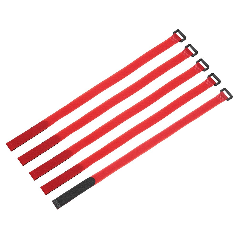 MECCANIXITY 5Pcs Reusable Battery Tie Down Straps,0.8x20" Red Nylon Multipurpose Battery Hold Down Adjustable Cinch Strap Hook Loop Fastening Tie for Quadcopters FPV RC Drone Boat Car