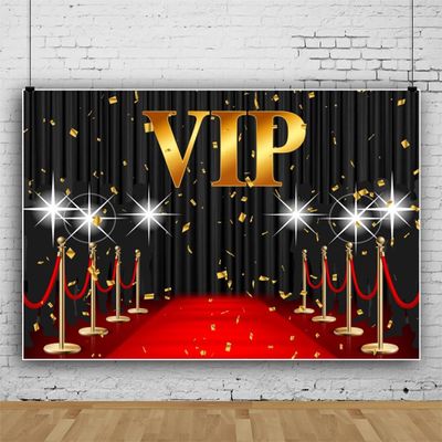 20x10ft VIP Red Carpet Photography Backdrop Black Stage Curtain Decoration for Star Catwalks Photography Background Cine Film Show Booth Celebrity Activity Portrait Party Banner