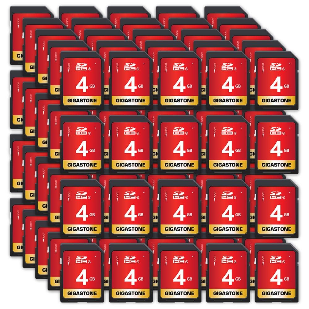 GIGASTONE 4GB SD Card 100 Pack SDHC Class 4 Memory Card for Photo Video Music Voice File DSLR Camera DSC Camcorder Recorder Playback PC Mac POS 100pcs in Pack, with 100 Mini Cases