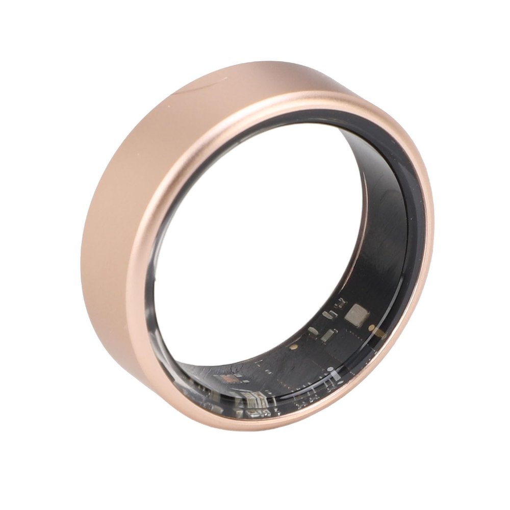 ASHATA Smart Ring, Health Fitness Tracker Ring to Monitor Fitness Pedometer Sleep Tracking APP, for Instant Photo, 5ATM Wearable Health Ring for Men Women, 5 Days (Gold)