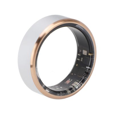 ASHATA Smart Ring, Health Fitness Tracker Ring to Monitor Fitness Pedometer Sleep Tracking APP, for Instant Photo, 5ATM Wearable Health Ring for Men Women, 5 Days (Gold Frame)