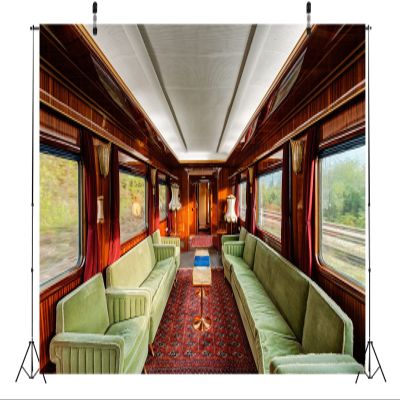 BELECO 20x10ft Fabric Luxury Vintage Train Interior Photography Backdrop 1950 Old Train Carriage Sofa Carpet Background Train Theme Party Decor Kids Adults Artistic Portrait Photoshoot Studio Props