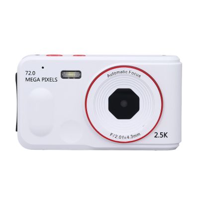 ASHATA 2.5K Ultra HD Digital Camera for Photography, 72MP Autofocus Vlogging Camera Camcorder for Beginners, 16x Digital Zoom, 2.4 Inch Screen, Fill Light, Anti Shake (White)