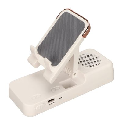 Locadence Cell Phone Stand with Wirelessly Bt Speaker, 2 in 1 Phone Stand Bt Speaker, Prevent Slip HD Stereo Cellphone Holder Wirelessly Speaker for Tablets (White)