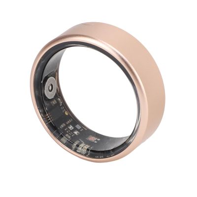 ASHATA Ultra Thin Smart Ring, Health Fitness Tracker Ring to Monitor Fitness Pedometer Sleep Tracking APP, Charging Case, Wearable Smart Health Ring for Men Women (Gold)