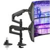 ARES WING Dual Monitor Arm Desk Mount for 17-49 Inch Ultrawide Monitors, Heavy Duty Dual Monitor Mount Holds 44 lbs, Full Motion Gas Spring Vertical Stacked Monitor Mount, 75/100 VESA Mount, Black view 1